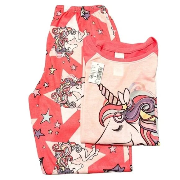 Children's Place NWT Kids Girls Long Sleeve Unicorn Star Pajama Set Sz 10/12 - Picture 1 of 2